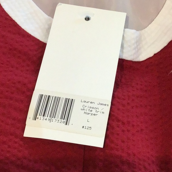 Lauren James Harper dress, crimson with white trim, back zip, size L, NWT - Picture 10 of 10